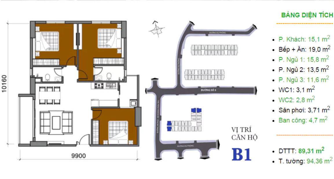 Mặt bằng Căn B1