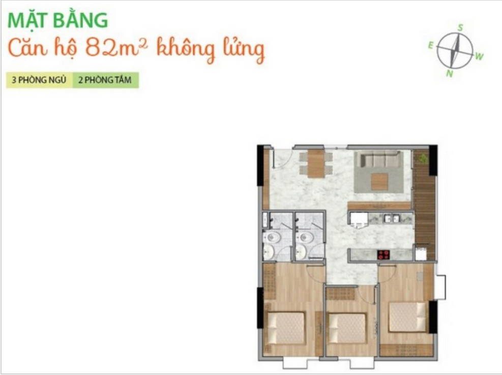 Mặt bằng Căn 3PN