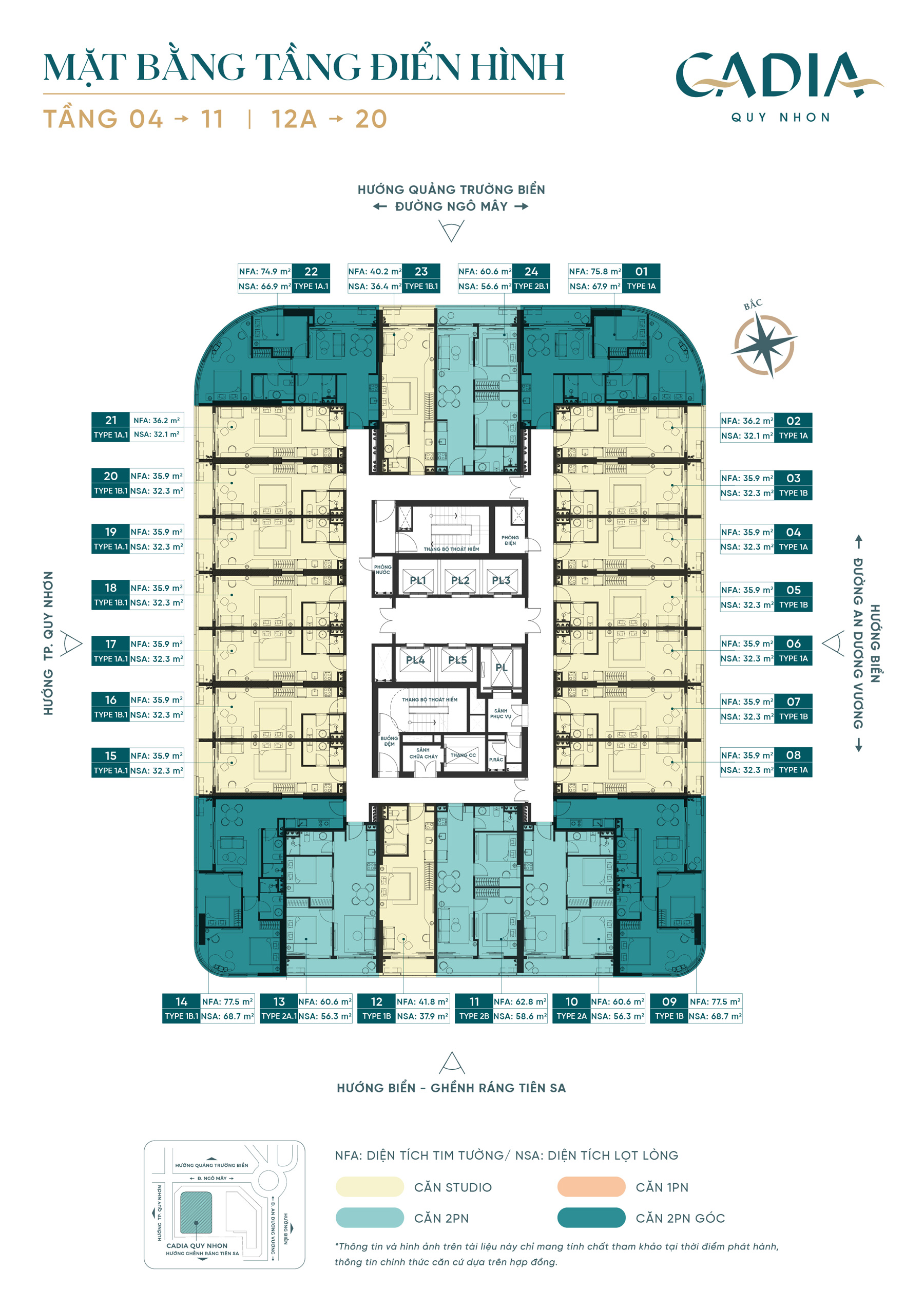 Mặt bằng Mặt bằng tầng 4 - 11 | 12A - 20