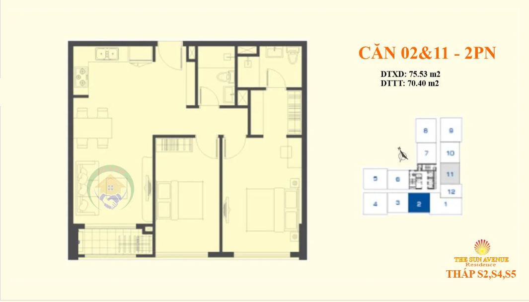 Mặt bằng 2PN A (Block S2,S4&S5)