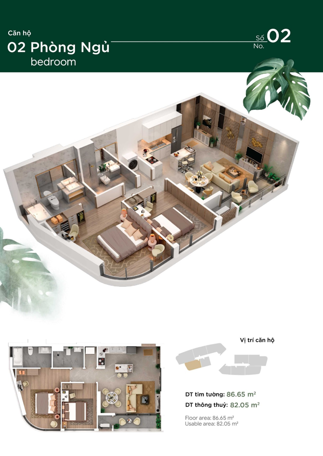 Mặt bằng Căn 2PN loại 02