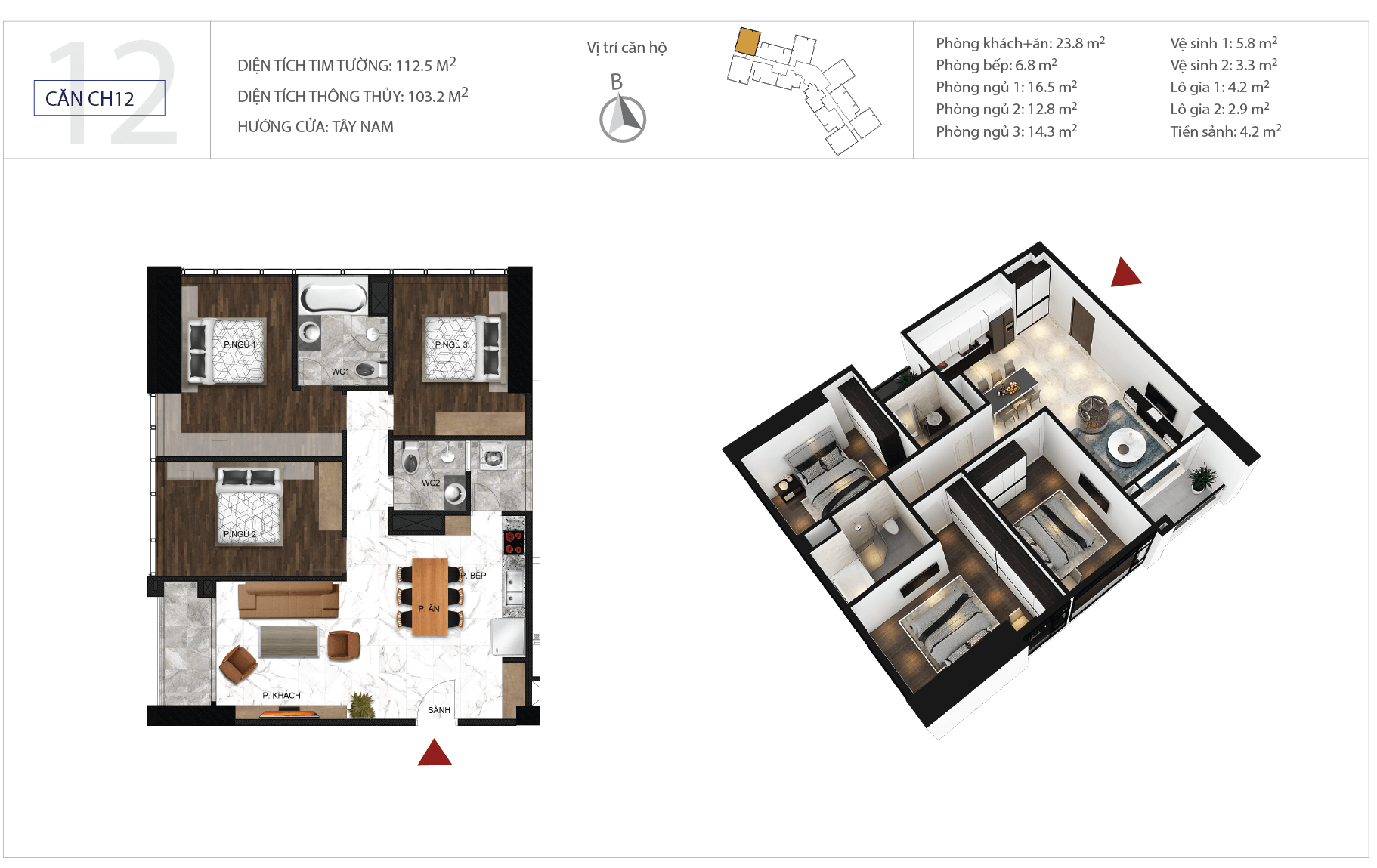 Mặt bằng CH12 (Block S3)