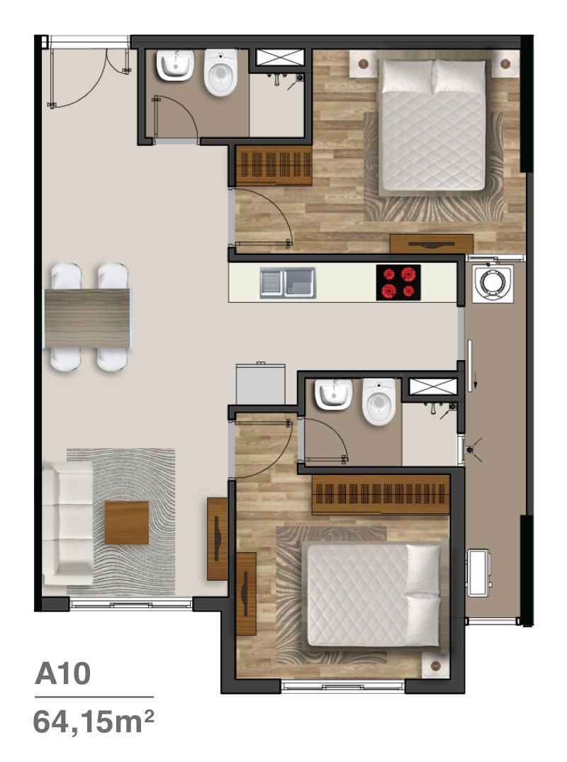 Mặt bằng Căn 2PN loại 4