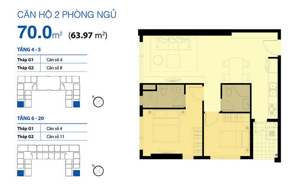 Mặt bằng Căn 2PN