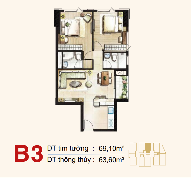 Mặt bằng Căn B3