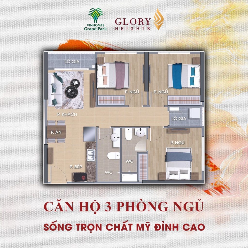 Mặt bằng Căn 3PN