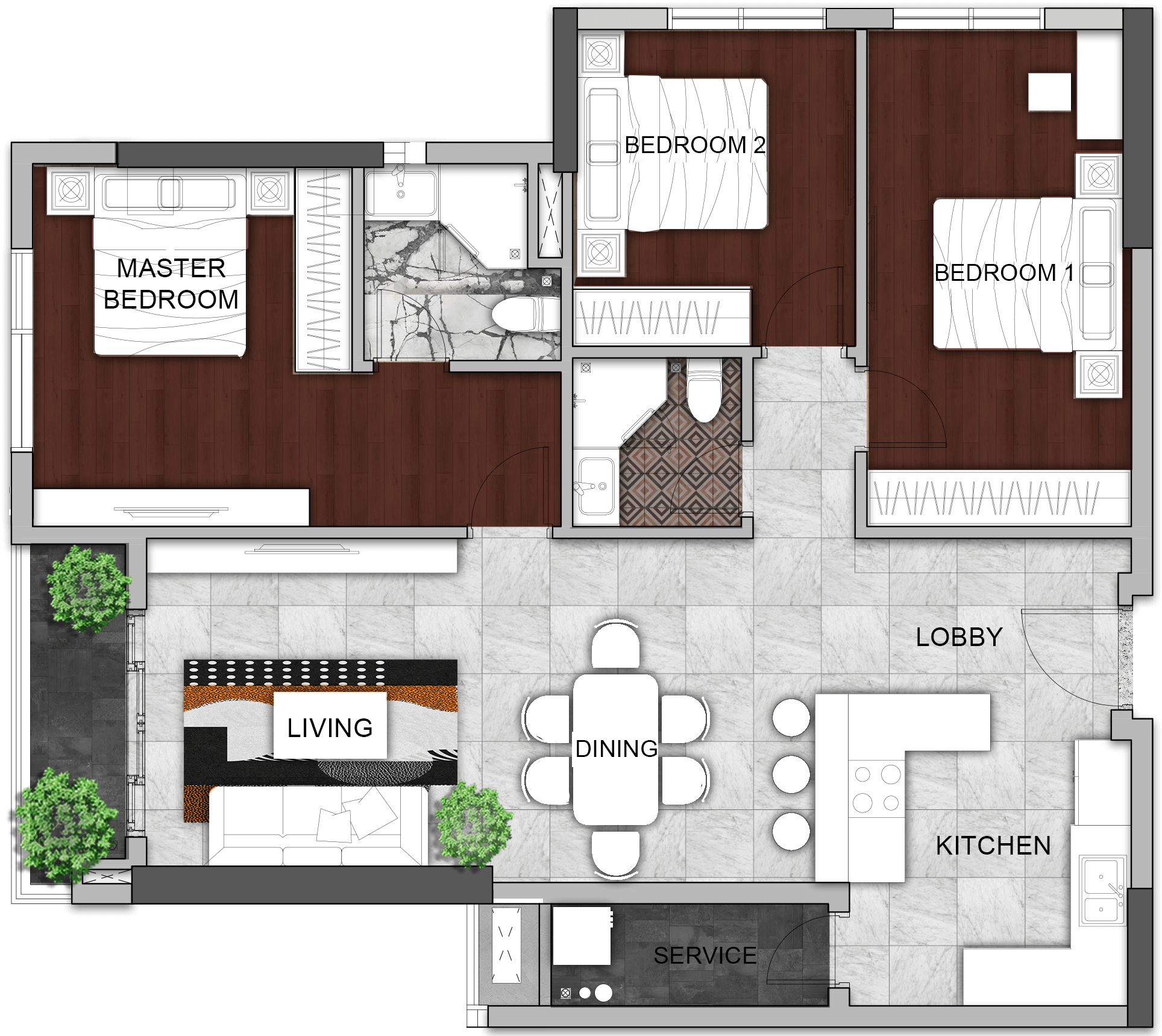 Mặt bằng 3BR-D