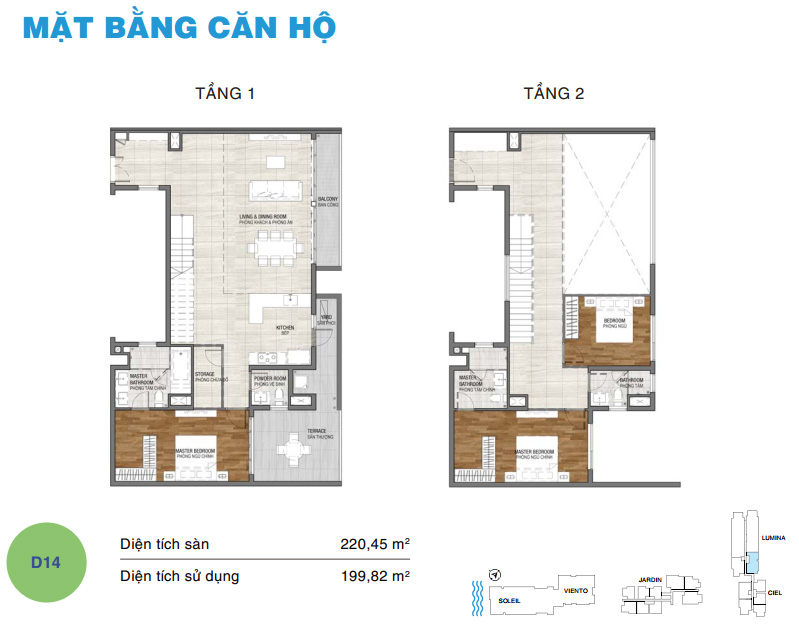 Mặt bằng Duplex loại 14