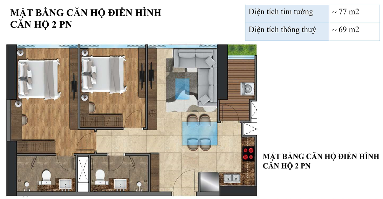 Mặt bằng Căn 2PN