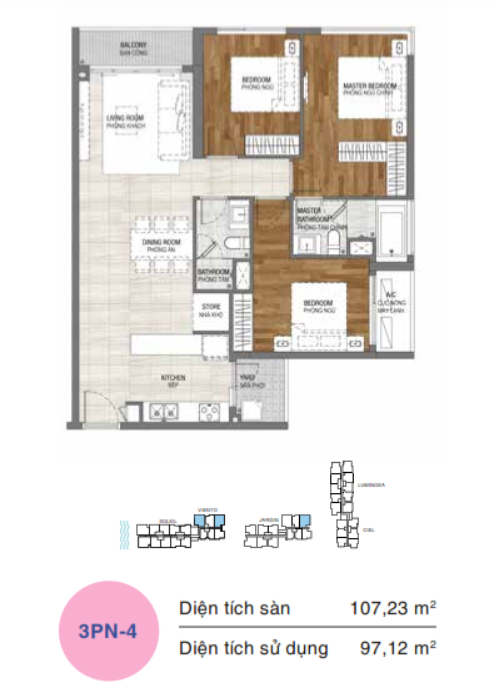 Mặt bằng 3PN loại 4