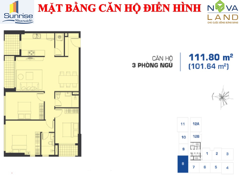 Mặt bằng Căn 3PN loại 3