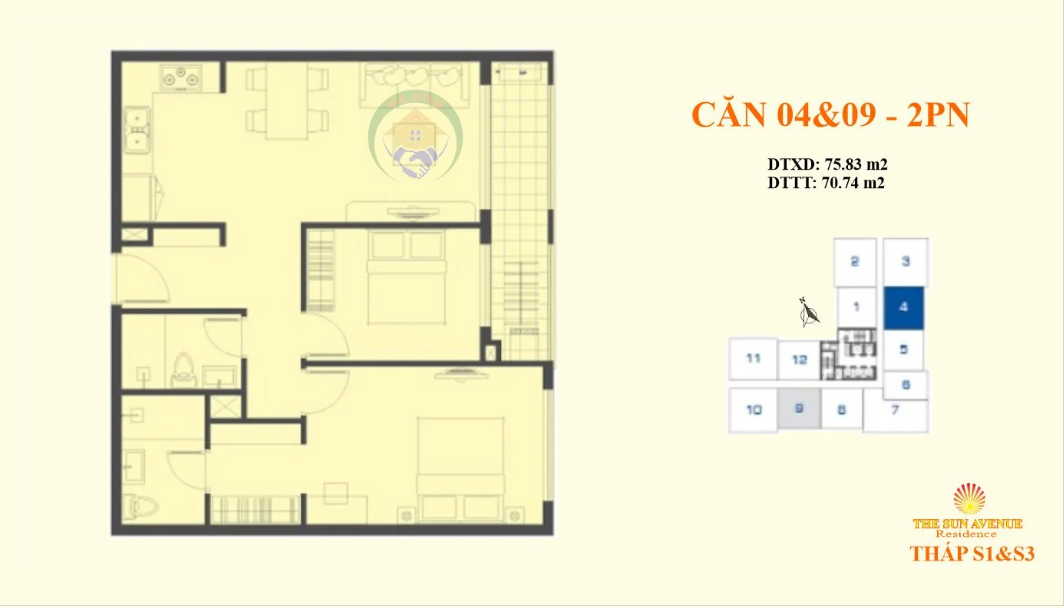 Mặt bằng 2PN B (Block S1&S3)