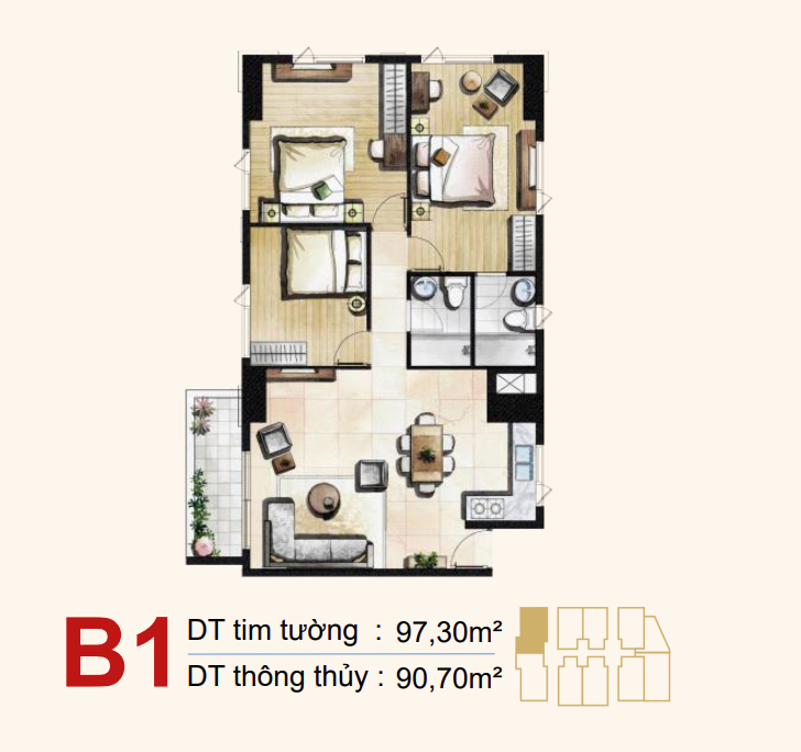 Mặt bằng Căn B1