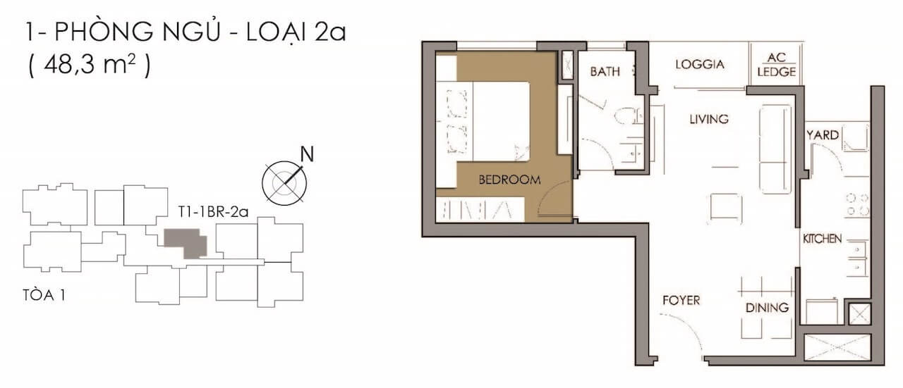Mặt bằng 1PN loại 2A