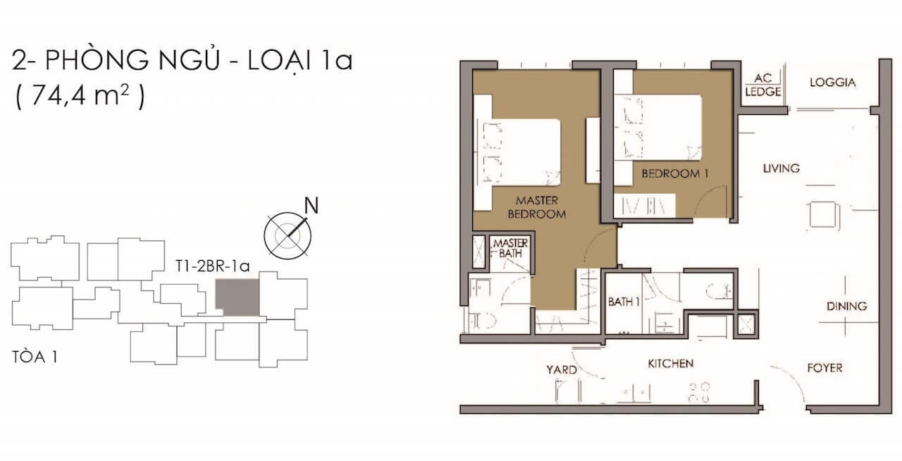 Mặt bằng 2PN loại 1A