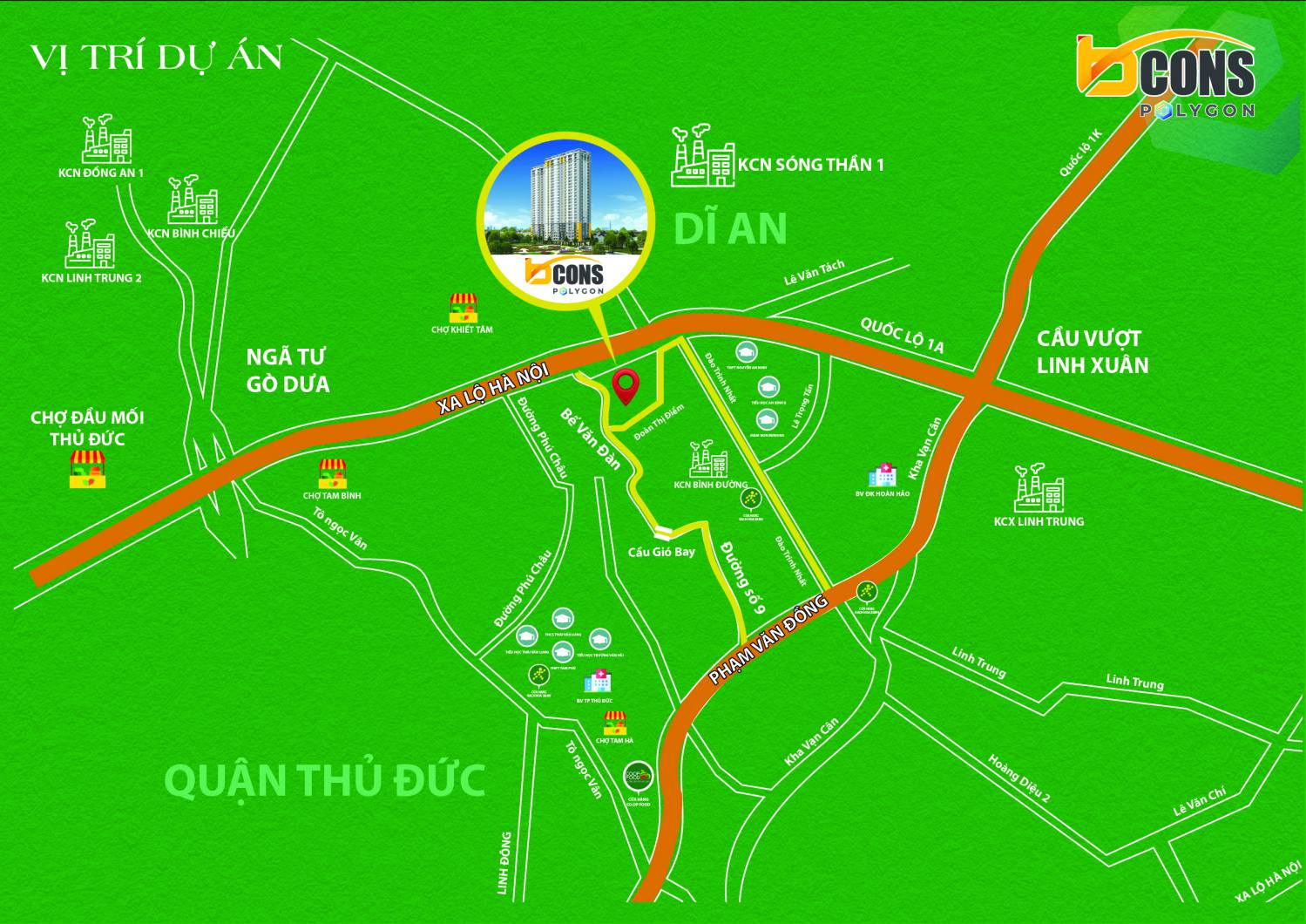 Vị trí dự án Bcons Polygon