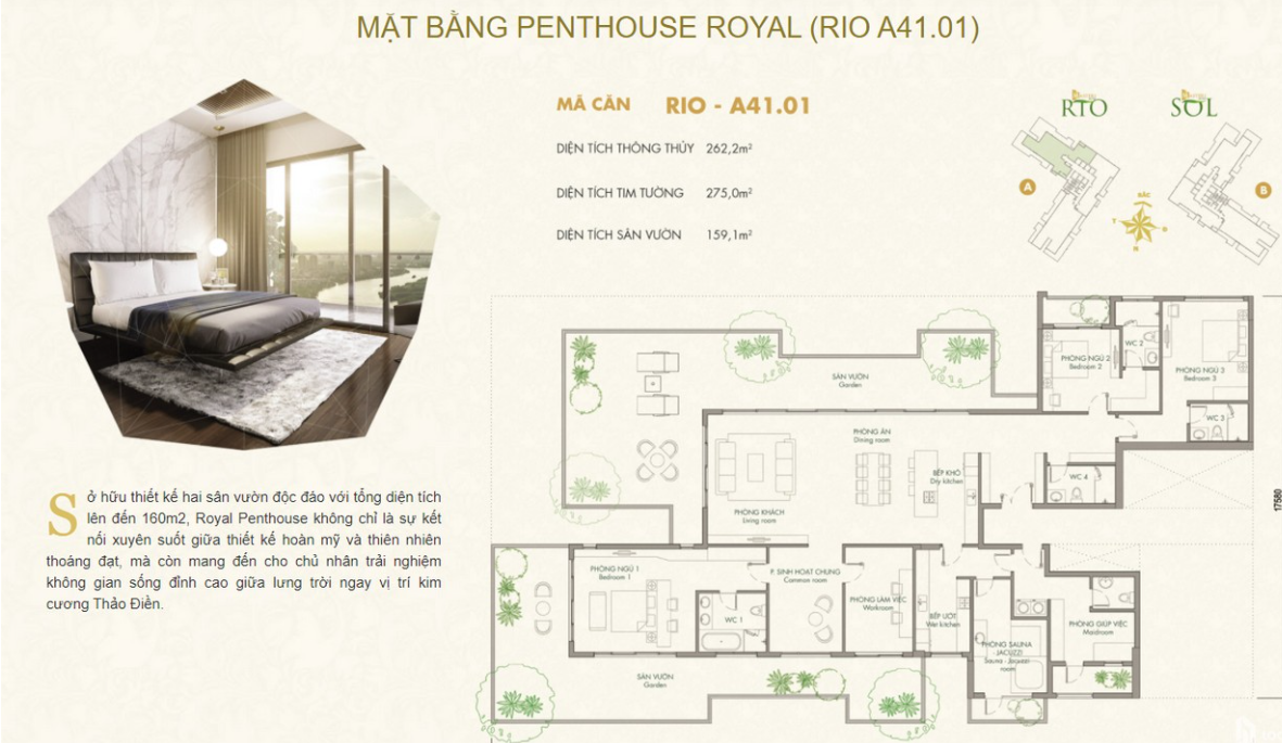 Mặt bằng Penthouse Royal