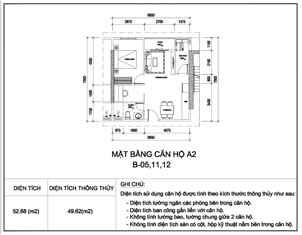 Mặt bằng Căn 1PN