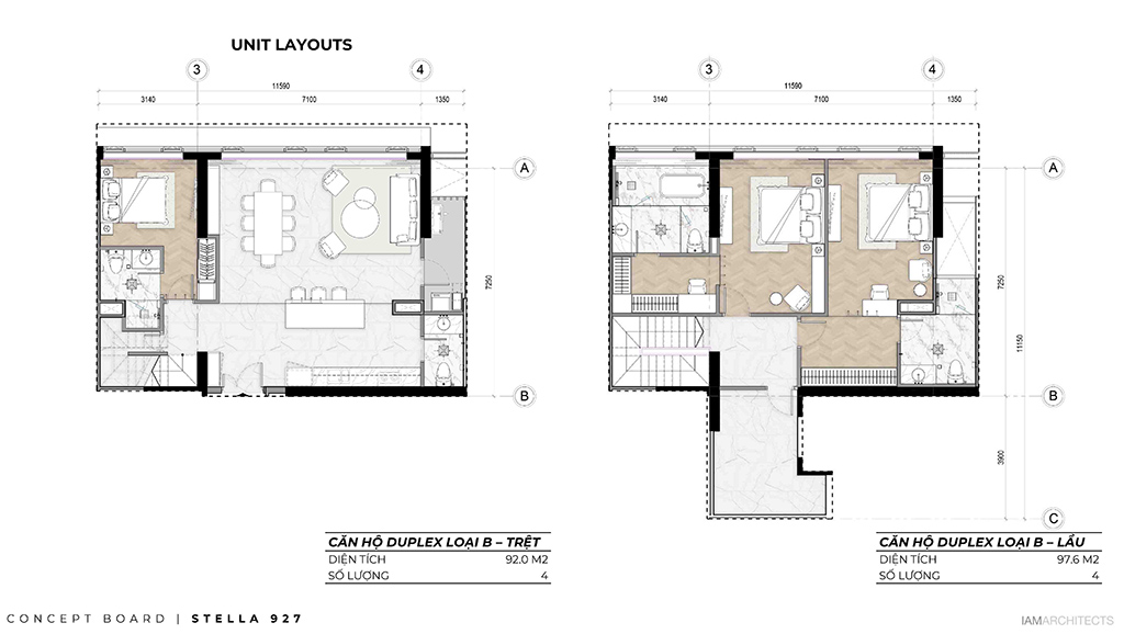 Mặt bằng Căn loại B Duplex