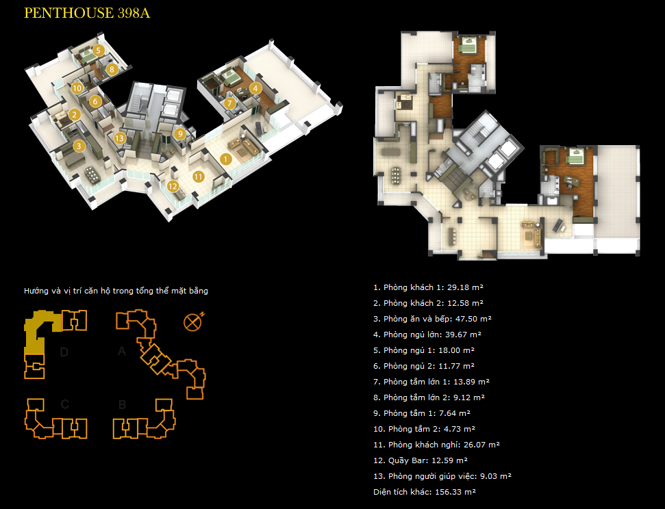 Mặt bằng Penthouse 398A