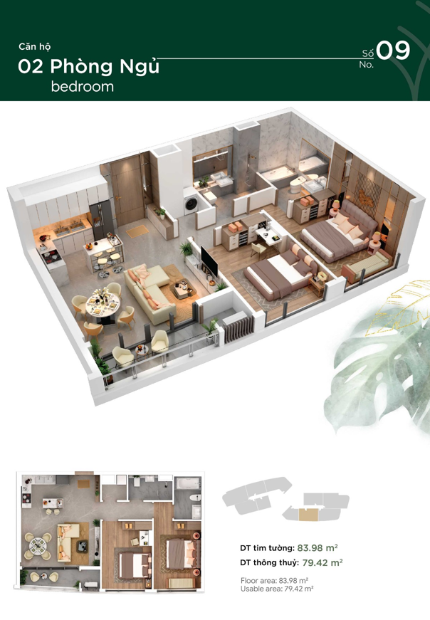 Mặt bằng Căn 2PN loại 09