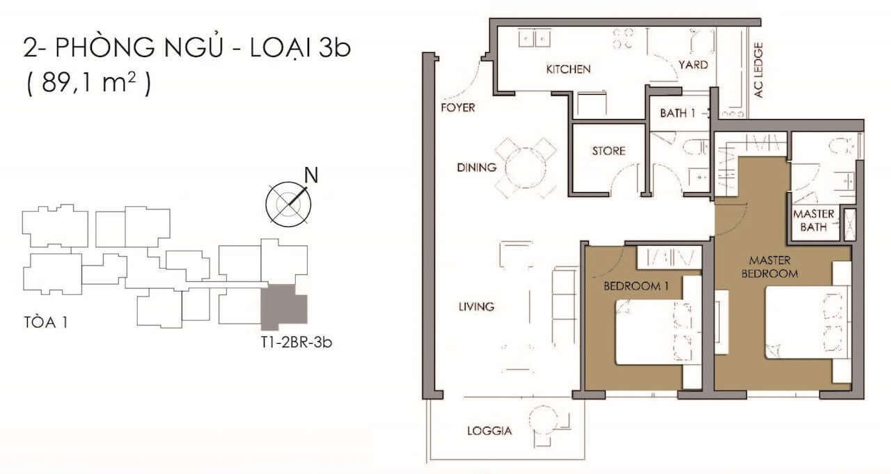 Mặt bằng 2PN loại 3B