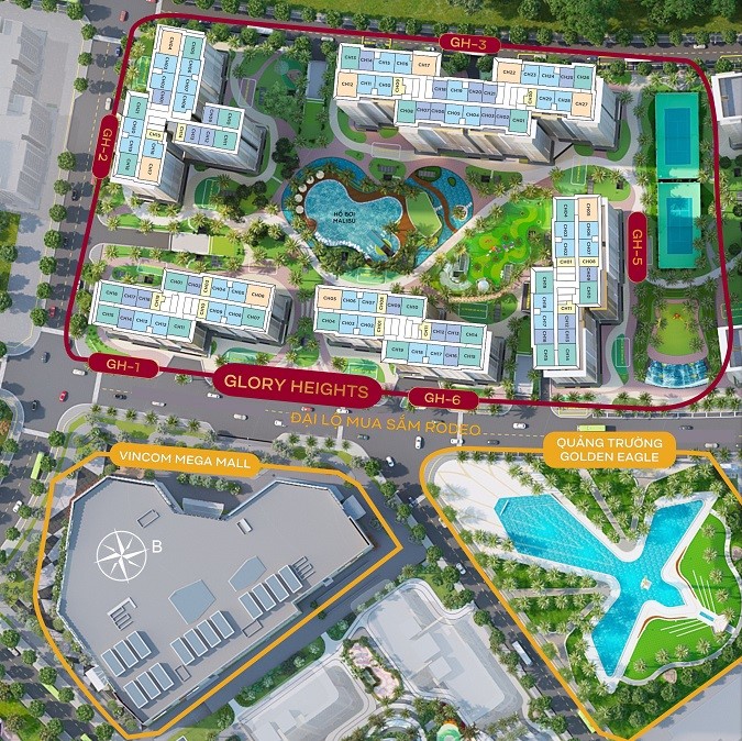 Mặt bằng các toà dự án Glory Heights