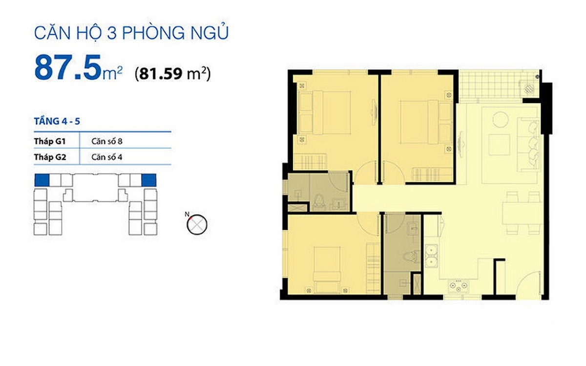 Mặt bằng Căn 3PN