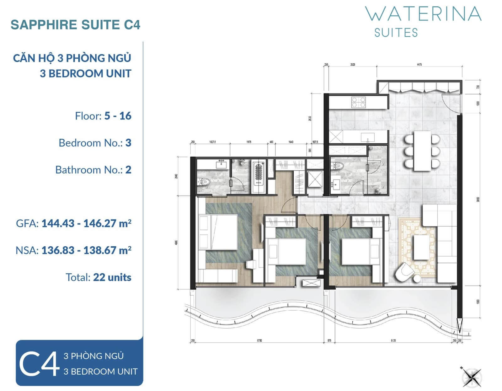 Mặt bằng Sapphire Suite C4