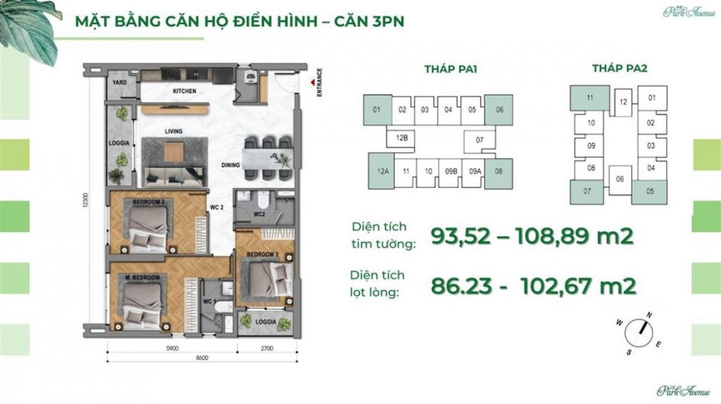 Mặt bằng Căn 3PN