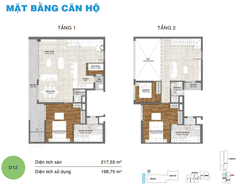 Mặt bằng Duplex loại 12