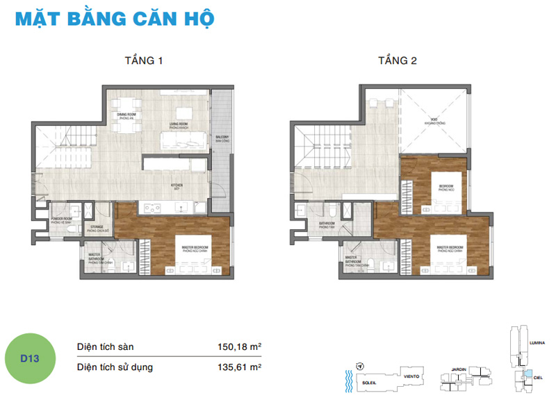 Mặt bằng Duplex loại 13