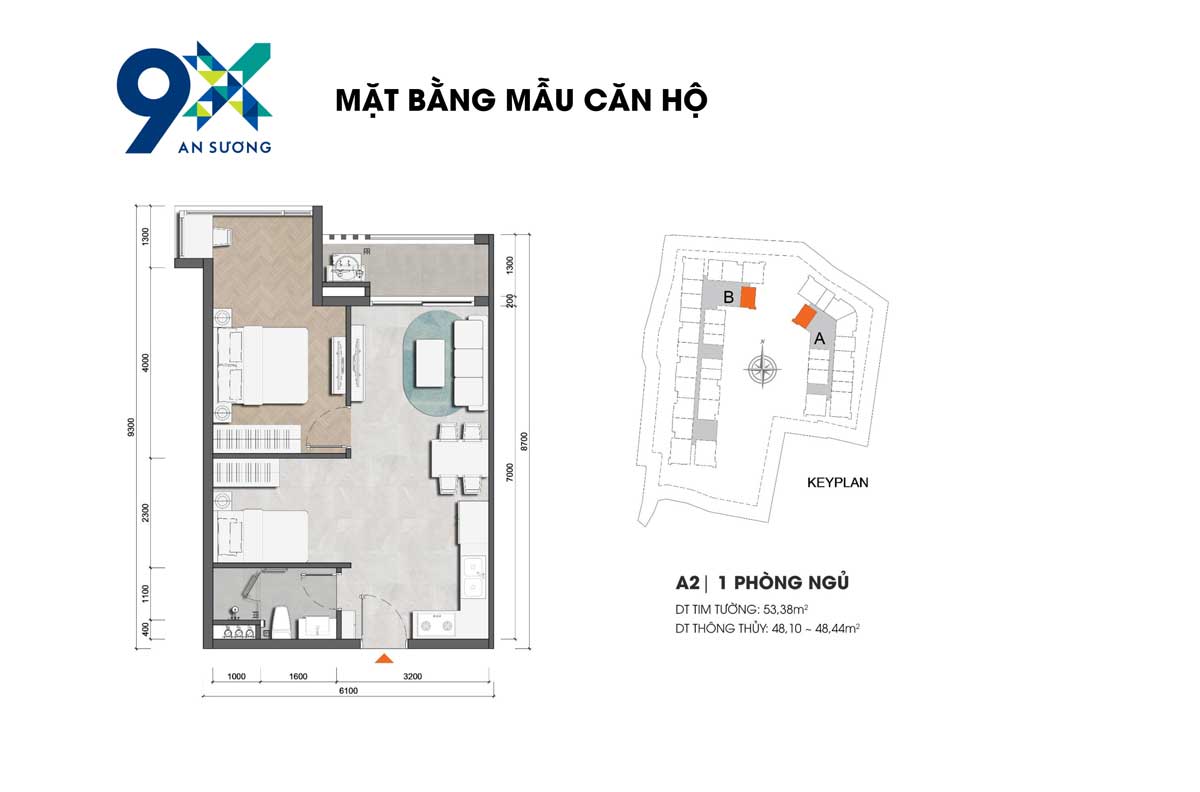 Mặt bằng Căn loại A2