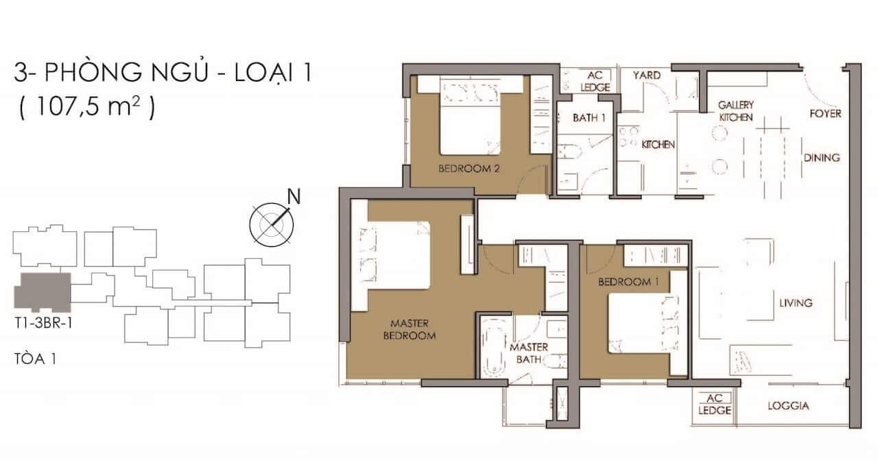 Mặt bằng 3PN loại 1