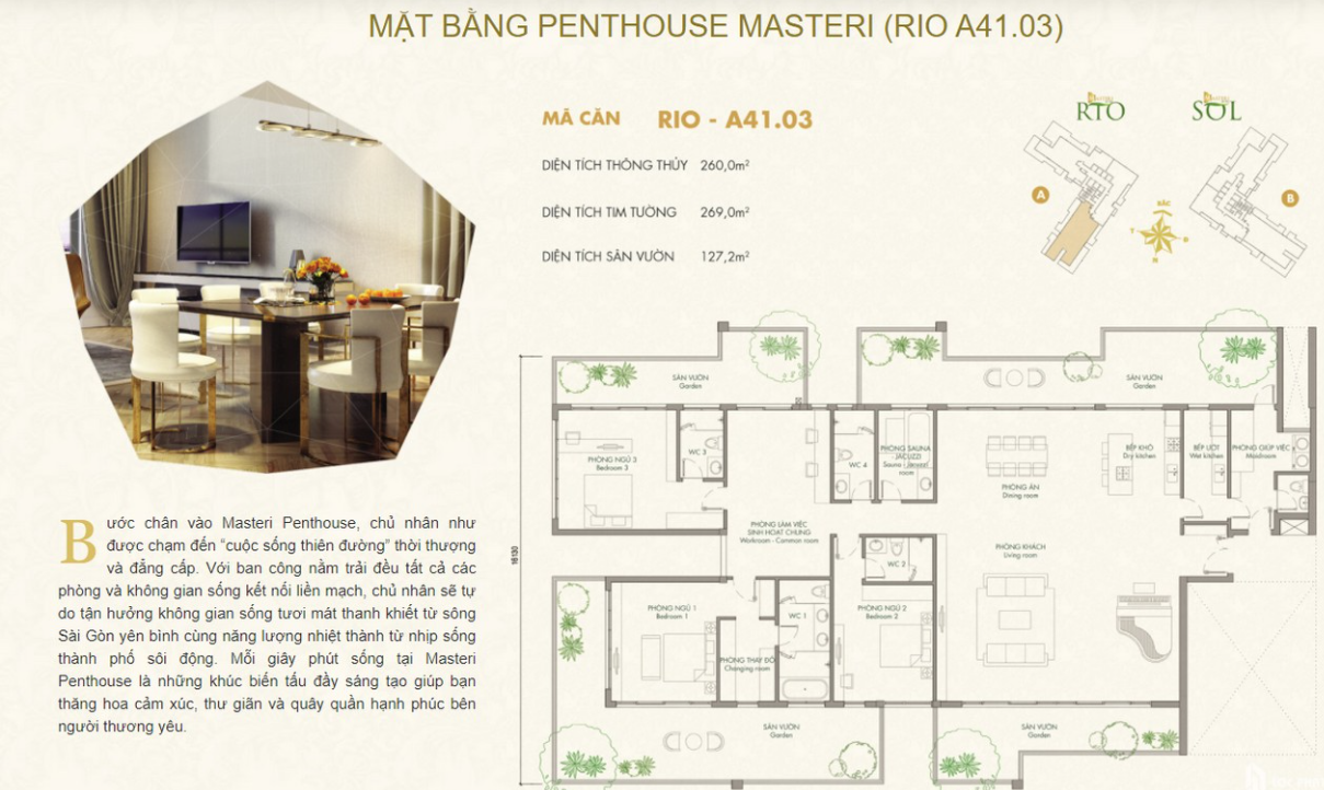 Mặt bằng Penthouse Masteri