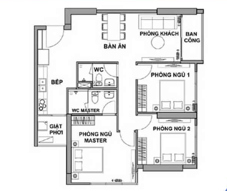 Mặt bằng Căn 3PN