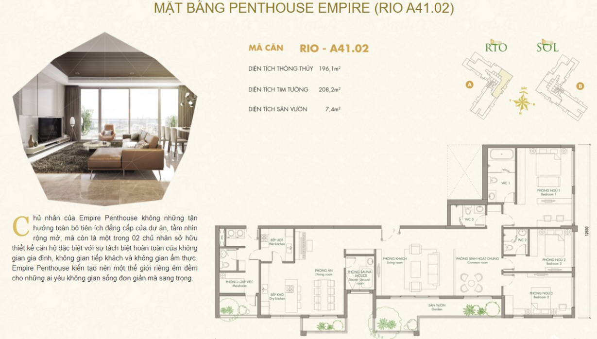 Mặt bằng Penthouse Empire