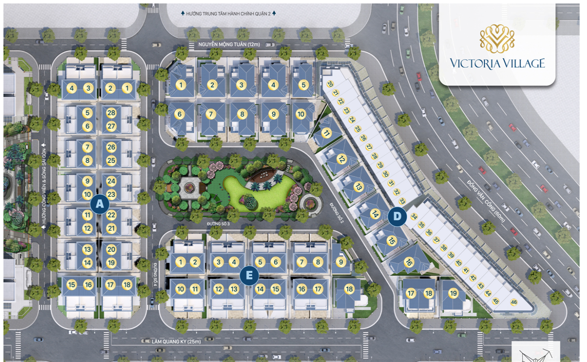 Mặt bằng khu thấp tầng dự án Victoria Village
