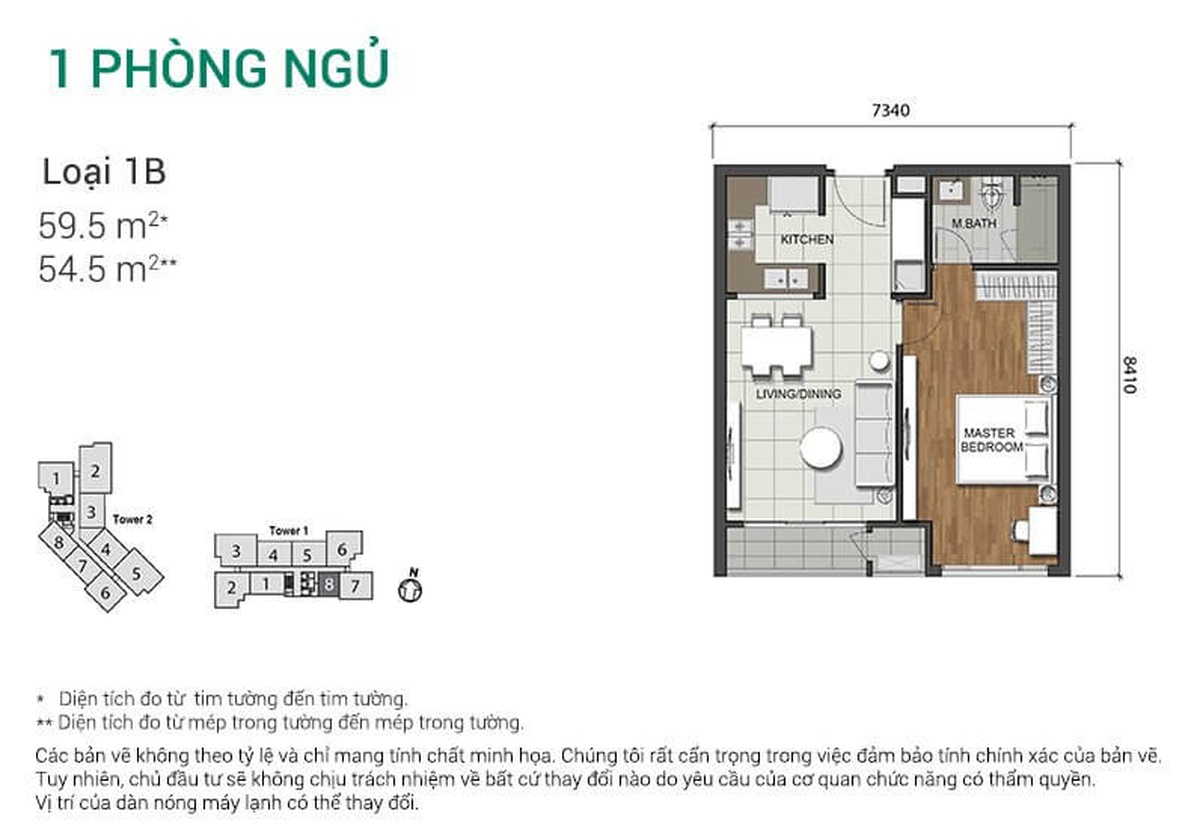 Mặt bằng Căn 1PN