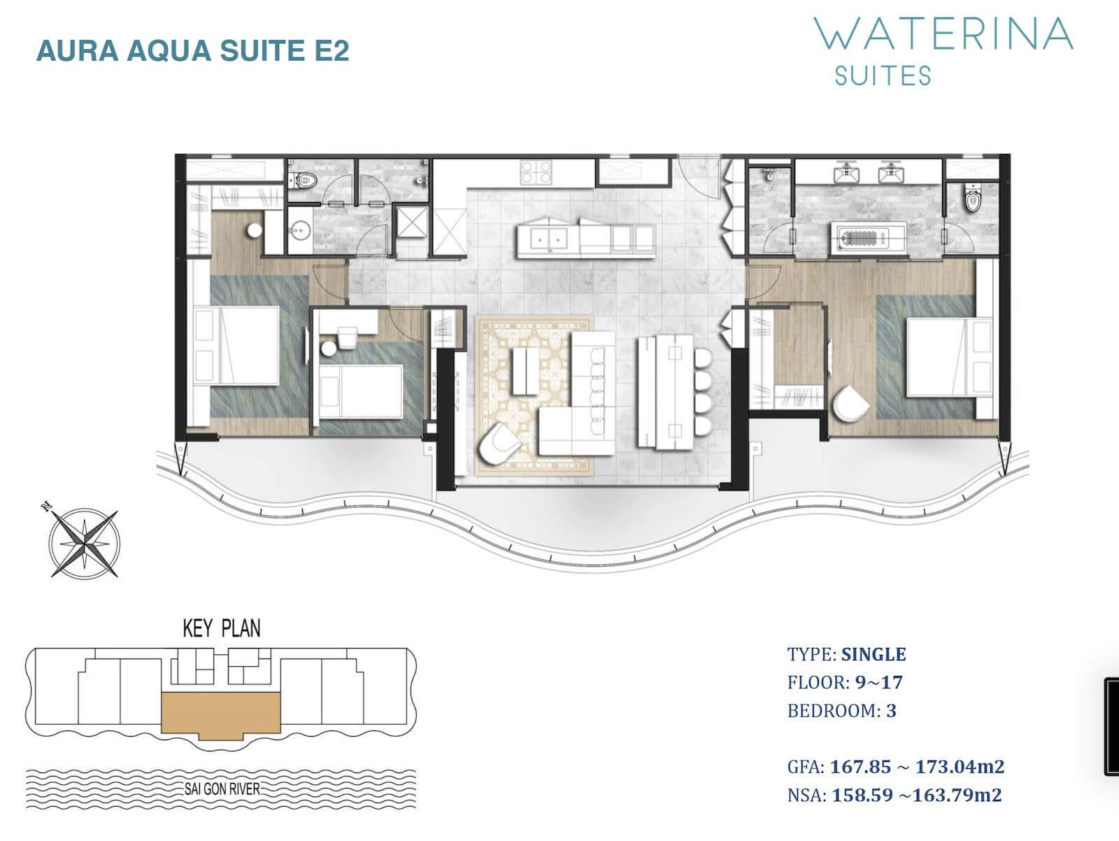 Mặt bằng Aura Aqua Suite E2