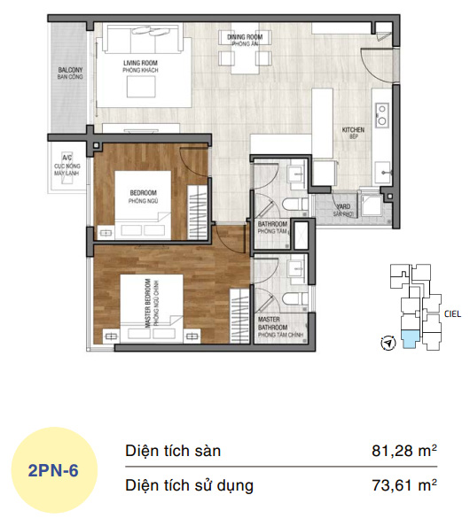 Mặt bằng 2PN loại 6