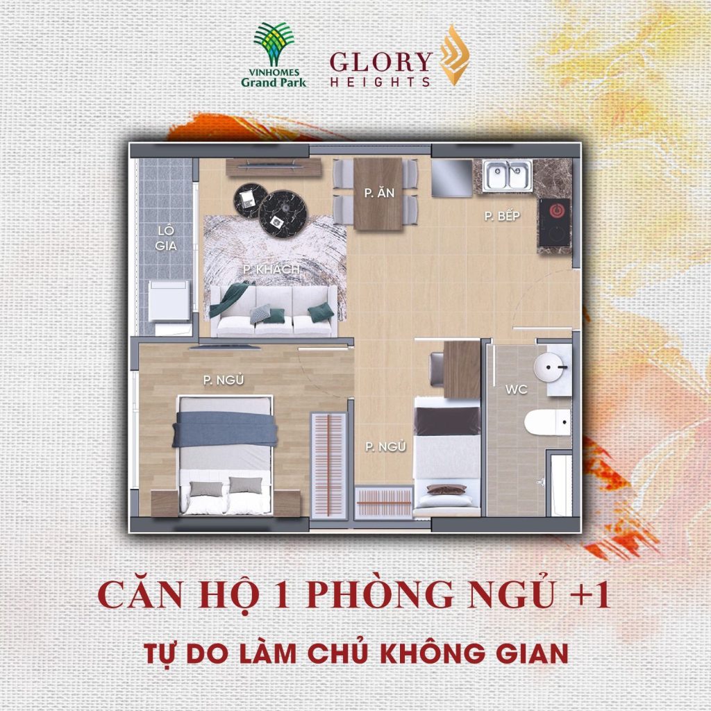 Mặt bằng Căn 1PN+1