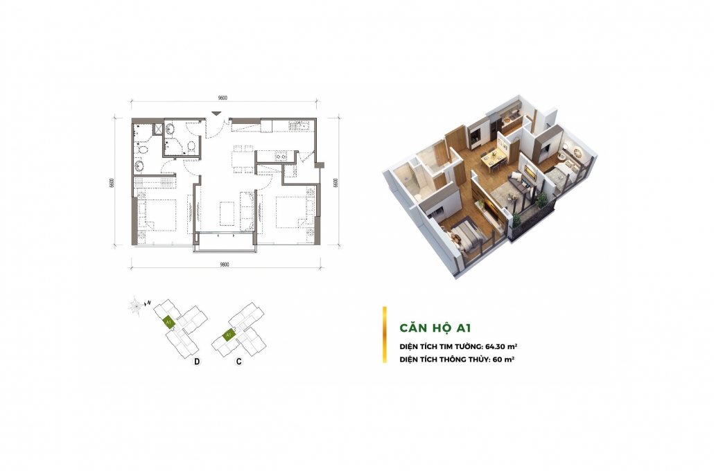 Mặt bằng Căn hộ A1
