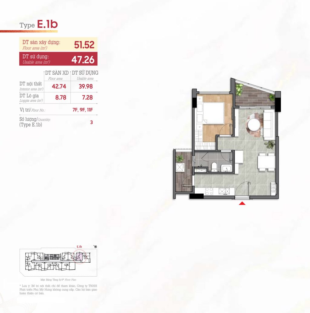 Mặt bằng Căn E.1b