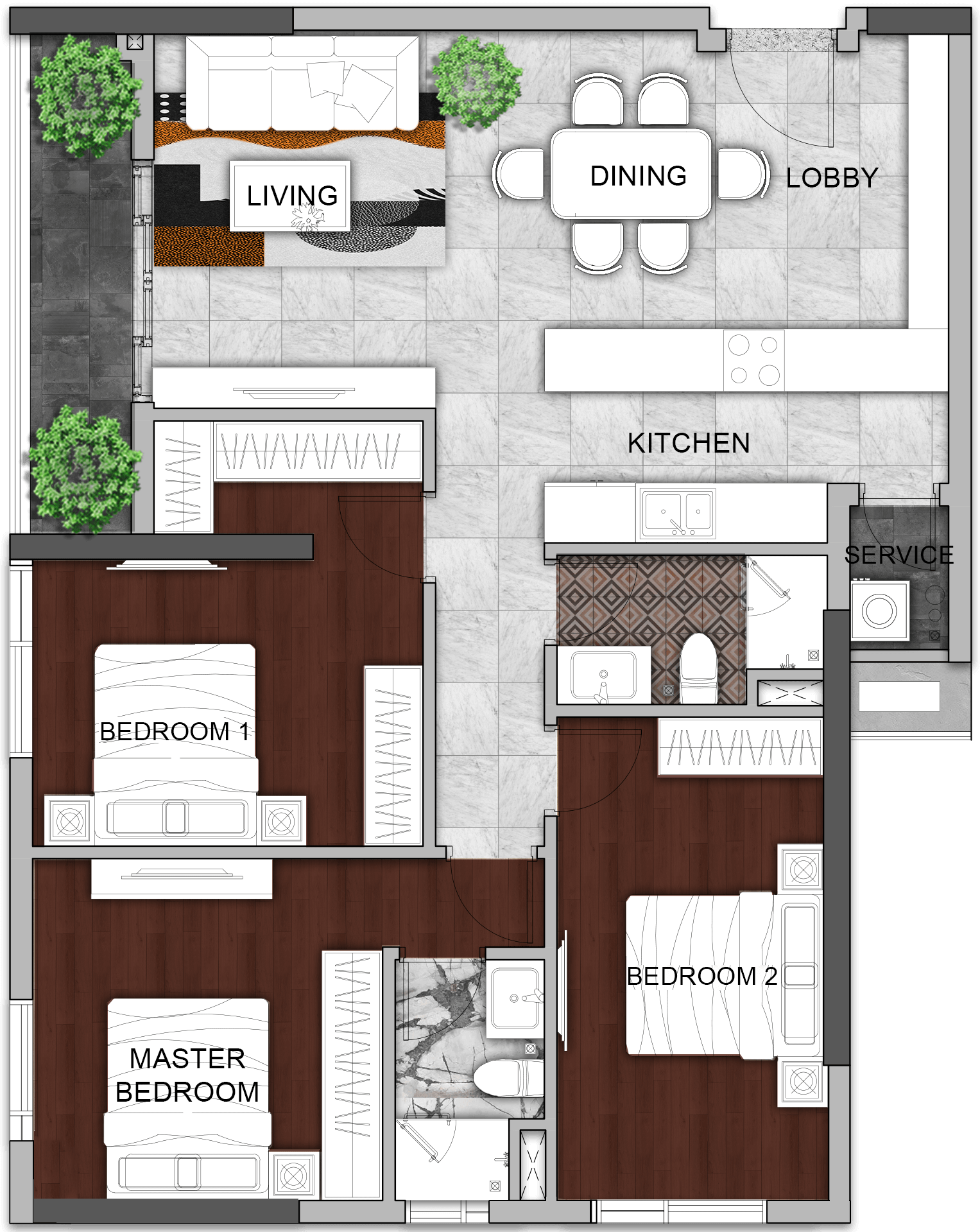 Mặt bằng 3BR-B