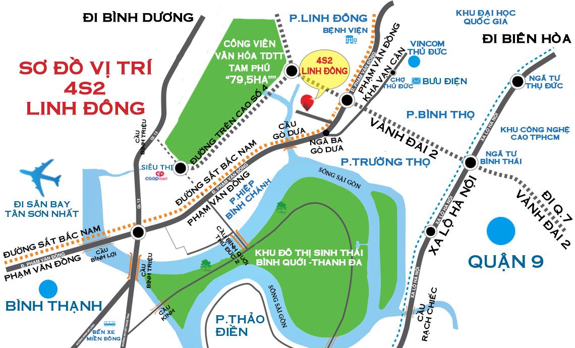 Vị trí dự án 4S Riverside Linh Đông