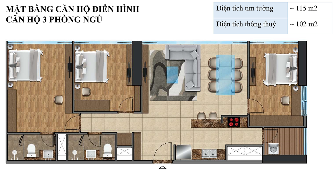 Mặt bằng Căn 3PN