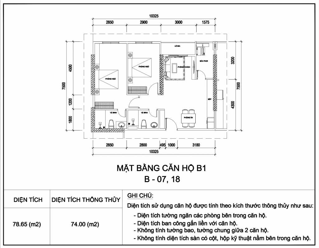 Mặt bằng Căn 2PN