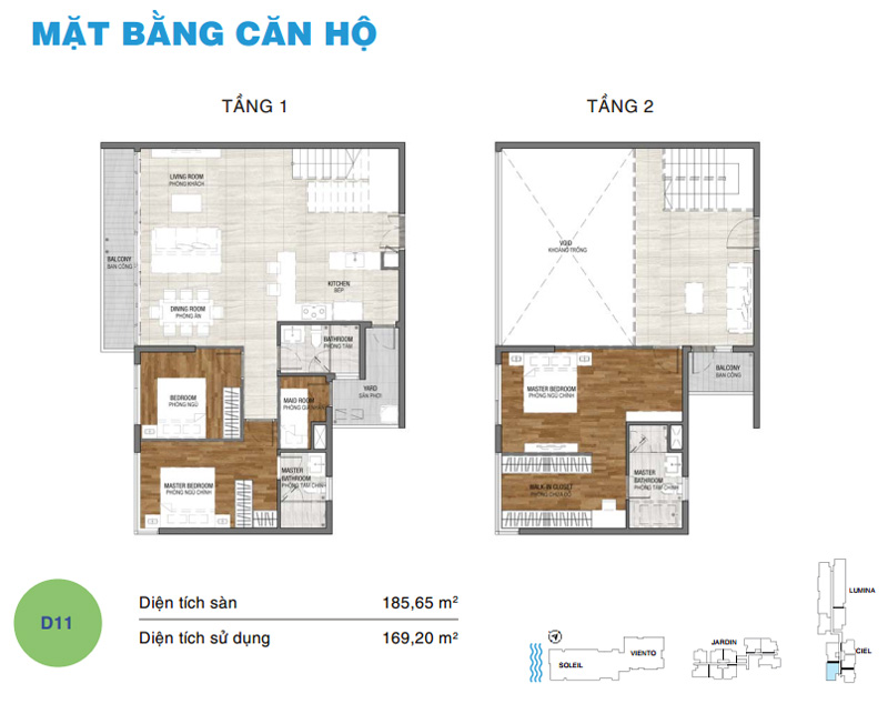Mặt bằng Duplex loại 11