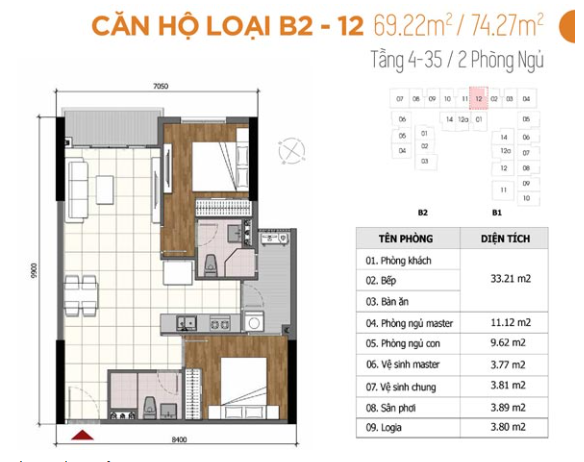 Mặt bằng Căn B2-12